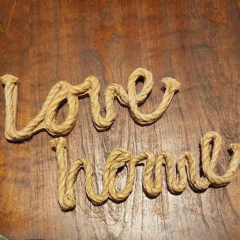 Handmade 'Love Home' Twine Word Wall Decor - Natural Jute